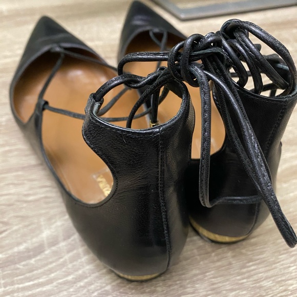 Aquazzura Black Christie Leather Ballet Flats - Picture 4 of 10
